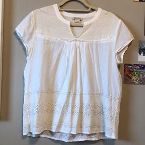 Lucky Brand Linen Eyelet Top